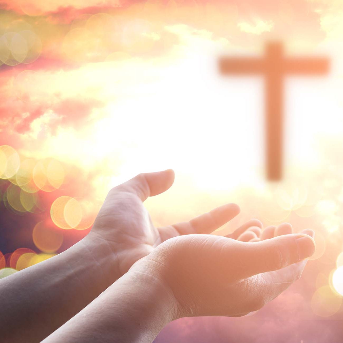 Human hands open palm up worship. Eucharist Therapy Bless God Helping Repent Catholic Easter Lent Mind Pray. Christian worship concept background.